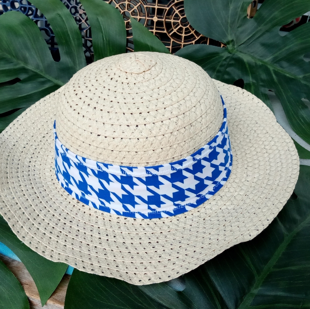 2 in 1 Hound's tooth Straw Bowler